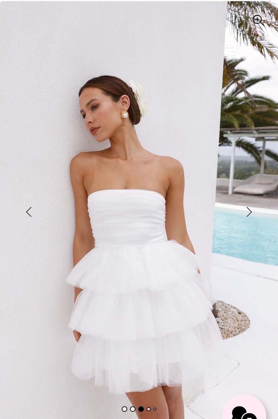 Hello Molly Secret Soirée Tulle Strapless Mini Dress White